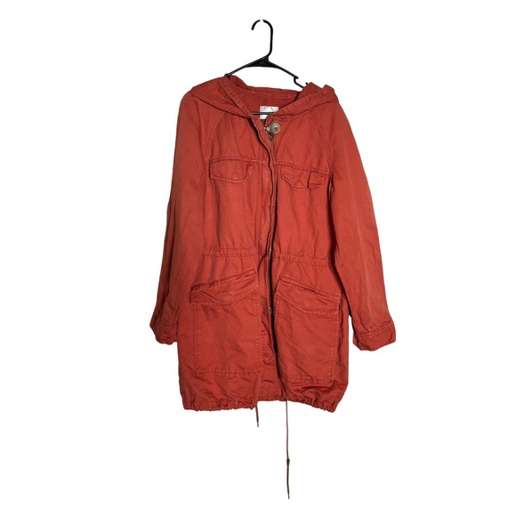 LOFT Jackets & Blazers - LOFT Ann Taylor Burnt Orange Linen Cotton Utility Parka Hooded Jacket Womens L